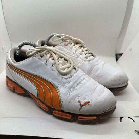 Puma Super Cell Fusion Ice Golf Shoes White, Orange, Silver Size 9.5 (18581607) main image 14